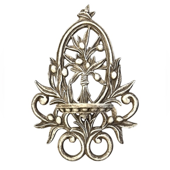 Hen Feathers Vintage Shabby Chic Wall Plant Candle Holder - Picture 3 of 11